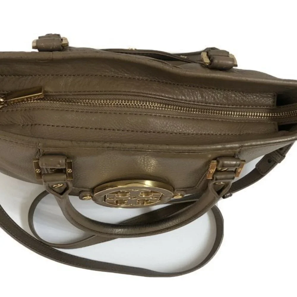 Tory Burch Handbag Satchel Leather Taupe